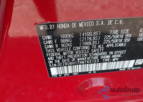 2022 Honda Hr-V Awd Sport from USA, damaged, VIN 3CZRU6H17NM762123